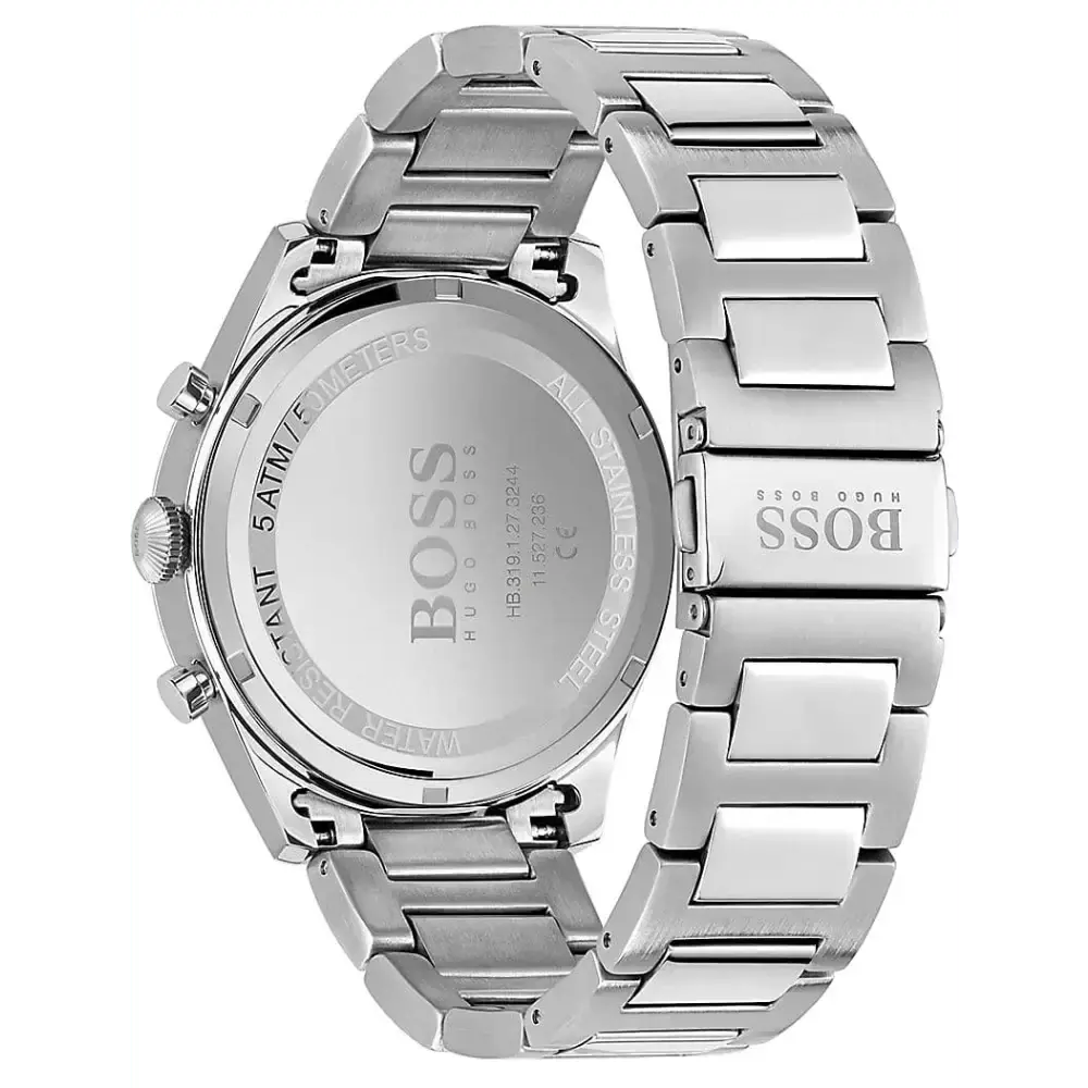 Hugo Boss 1513867 Pioneer Blue Dial Silver Steel Strap Watch for Men Hugo Boss