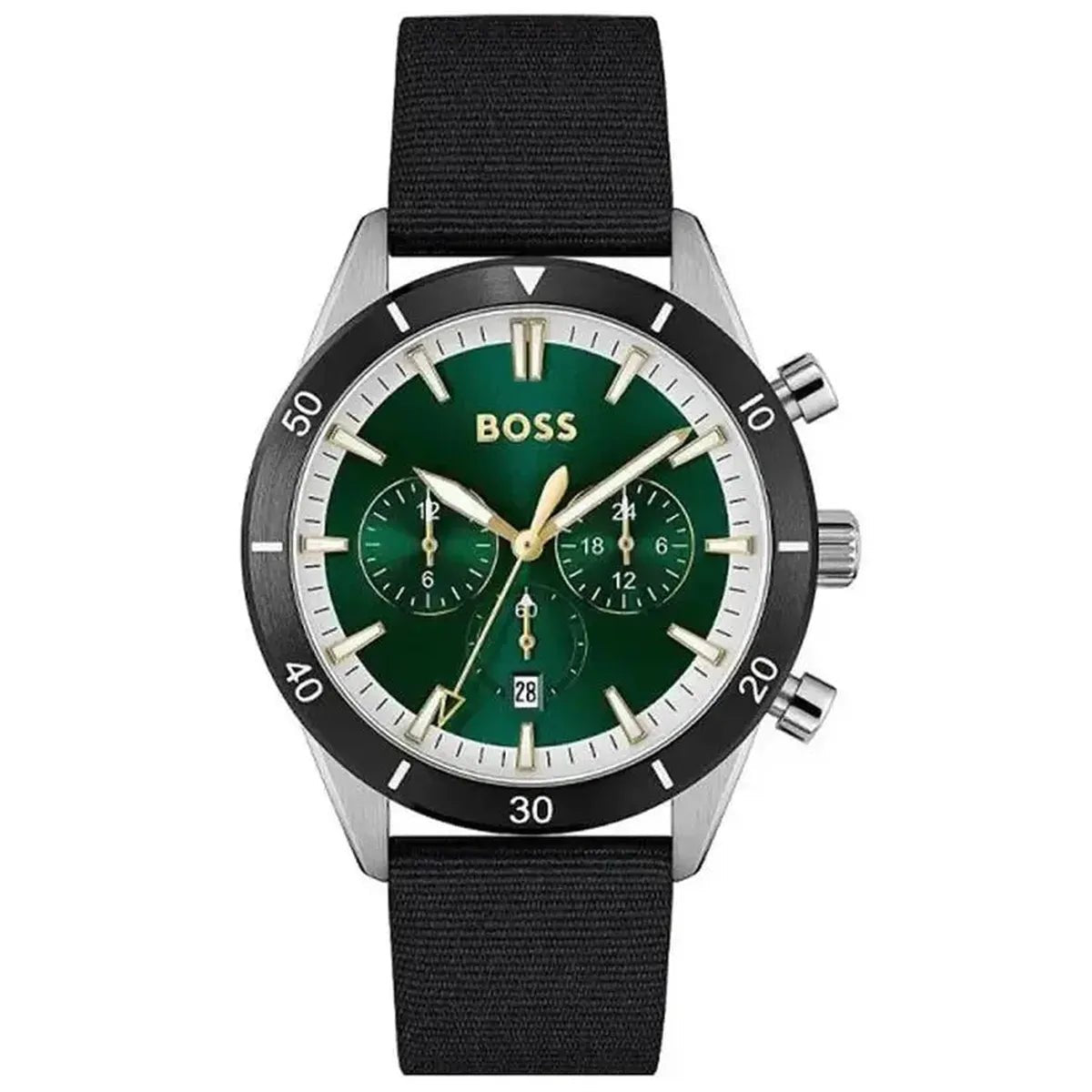 Santiago Chronograph 44mm Green Dial Textile Strap Watch HB1513936