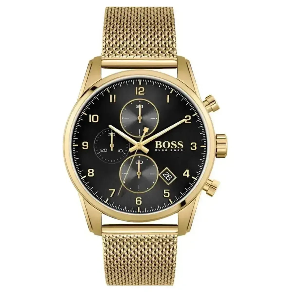 Skymaster Chronograph Watch – 44mm Dial Gold Mesh Bracelet