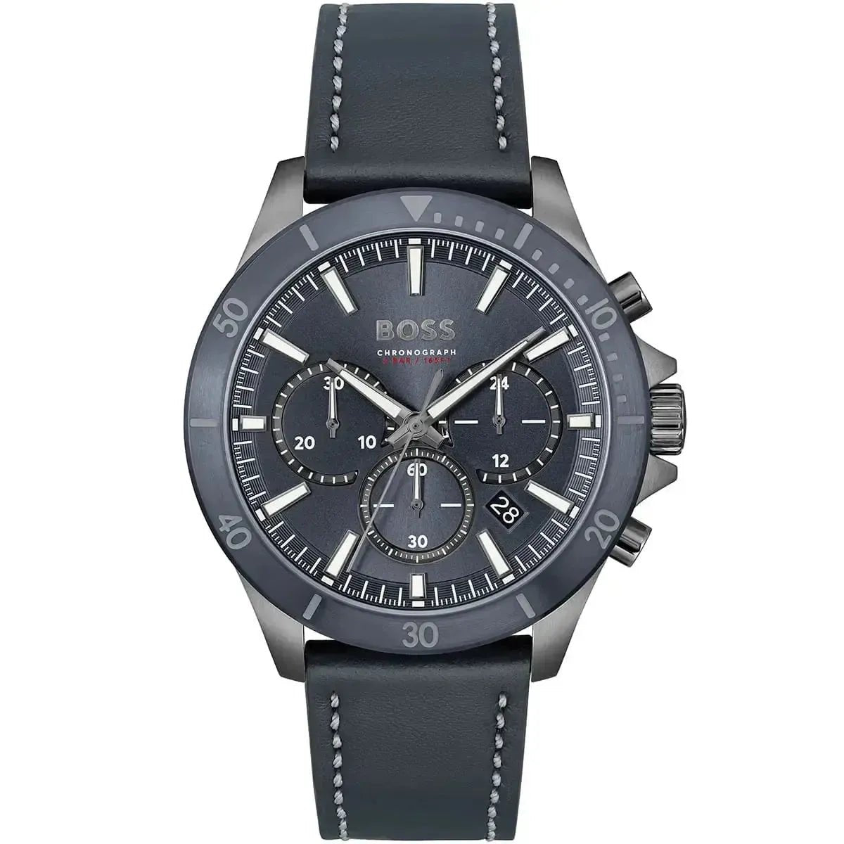 Troper Chronograph Blue Dial Leather Strap Watch