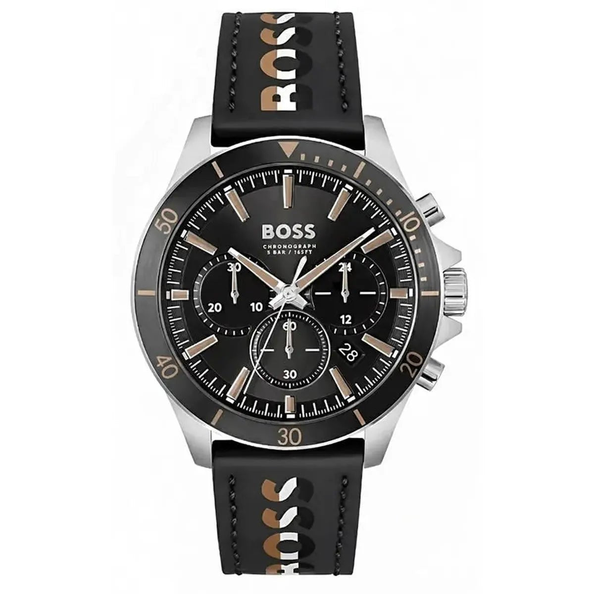 Troper HB1514121 Chronograph Watch – 44mm Dial Silver Case Rubber Strap
