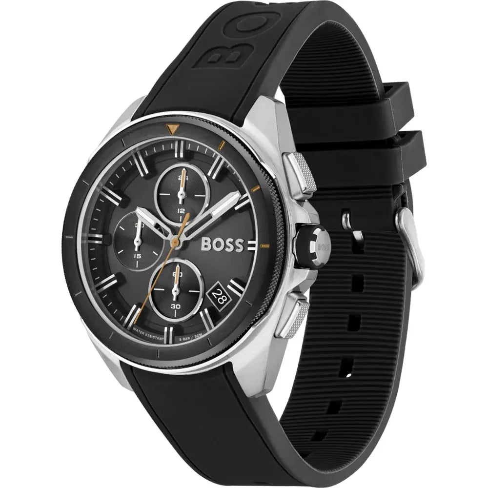 Hugo Boss 1513953 Volane Grey Dial Black Silicone Strap Watch for Men Hugo Boss