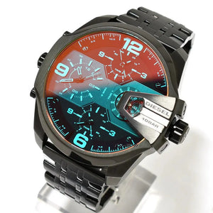 Diesel DZ7373 Uber Chief Chronograph Red Dial Black Steel Strap Watch For Men Diesel