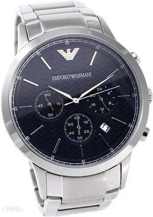Emporio Armani AR2486 Renato Chronograph Blue Dial Silver Steel Strap Watch For Men Emporio Armani