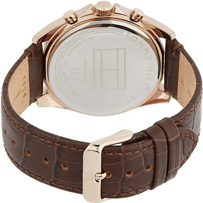 Tommy Hilfiger 1710453 Baker Chronograph Blue Dial Brown Leather Strap Watch For Men Tommy Hilfiger