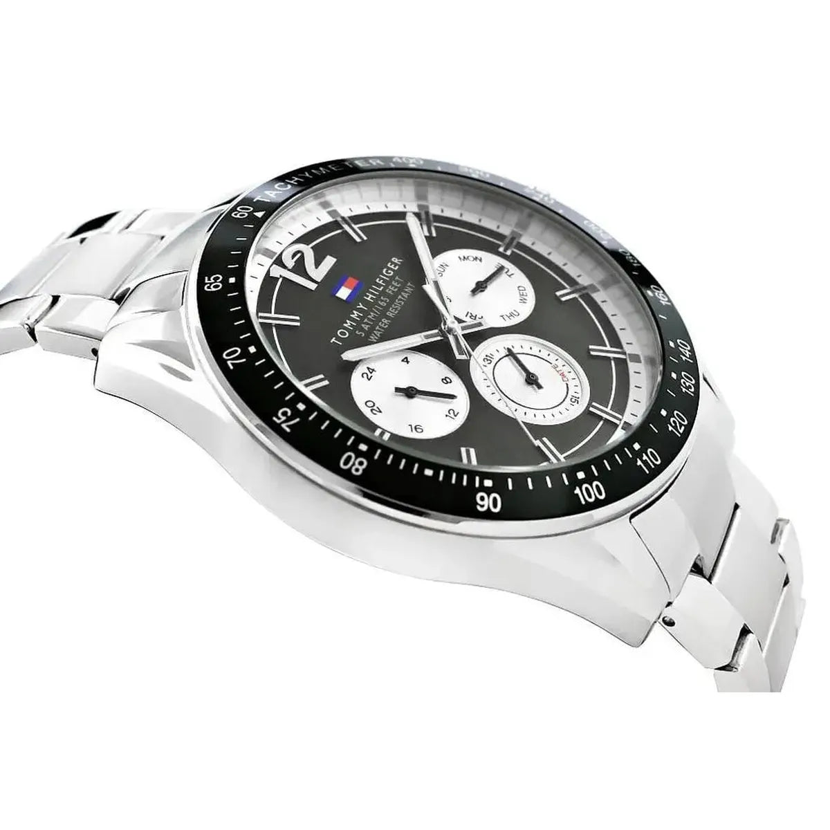 Tommy Hilfiger 1791120 Luke Quartz Black Dial Silver Steel Strap Watch for Men Tommy Hilfiger