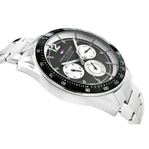 Tommy Hilfiger 1791120 Luke Quartz Black Dial Silver Steel Strap Watch for Men Tommy Hilfiger