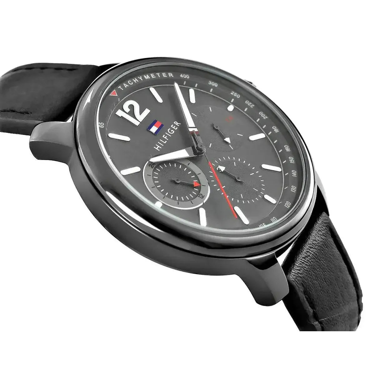 Tommy Hilfiger 1791533 London Chronograph Grey Dial Black Leather Strap Watch for Men Tommy Hilfiger