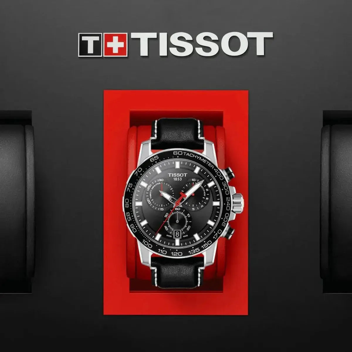 Tissot T125.617.16.051.00 Supersport Chrono Black Dial Black Leather Strap Watch for Men Tissot