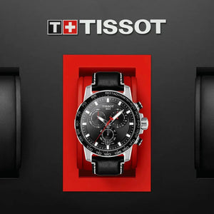 Tissot T125.617.16.051.00 Supersport Chrono Black Dial Black Leather Strap Watch for Men Tissot