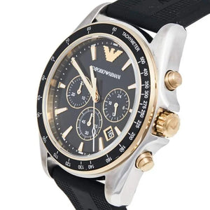 Emporio Armani AR80003 Sigma Chronograph lack Dial Black Rubber Strap Watch For Men Emporio Armani
