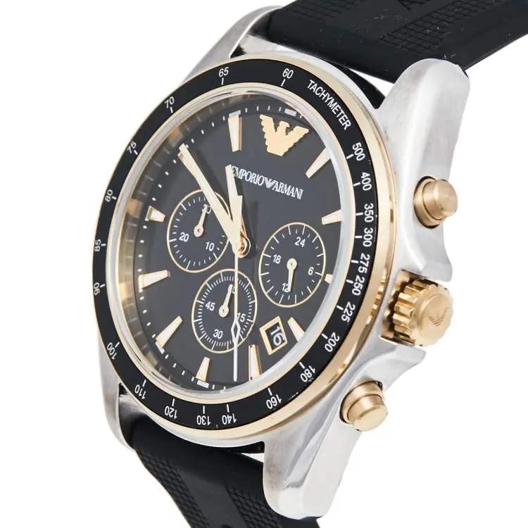 Emporio Armani AR80003 Sigma Chronograph lack Dial Black Rubber Strap Watch For Men Emporio Armani