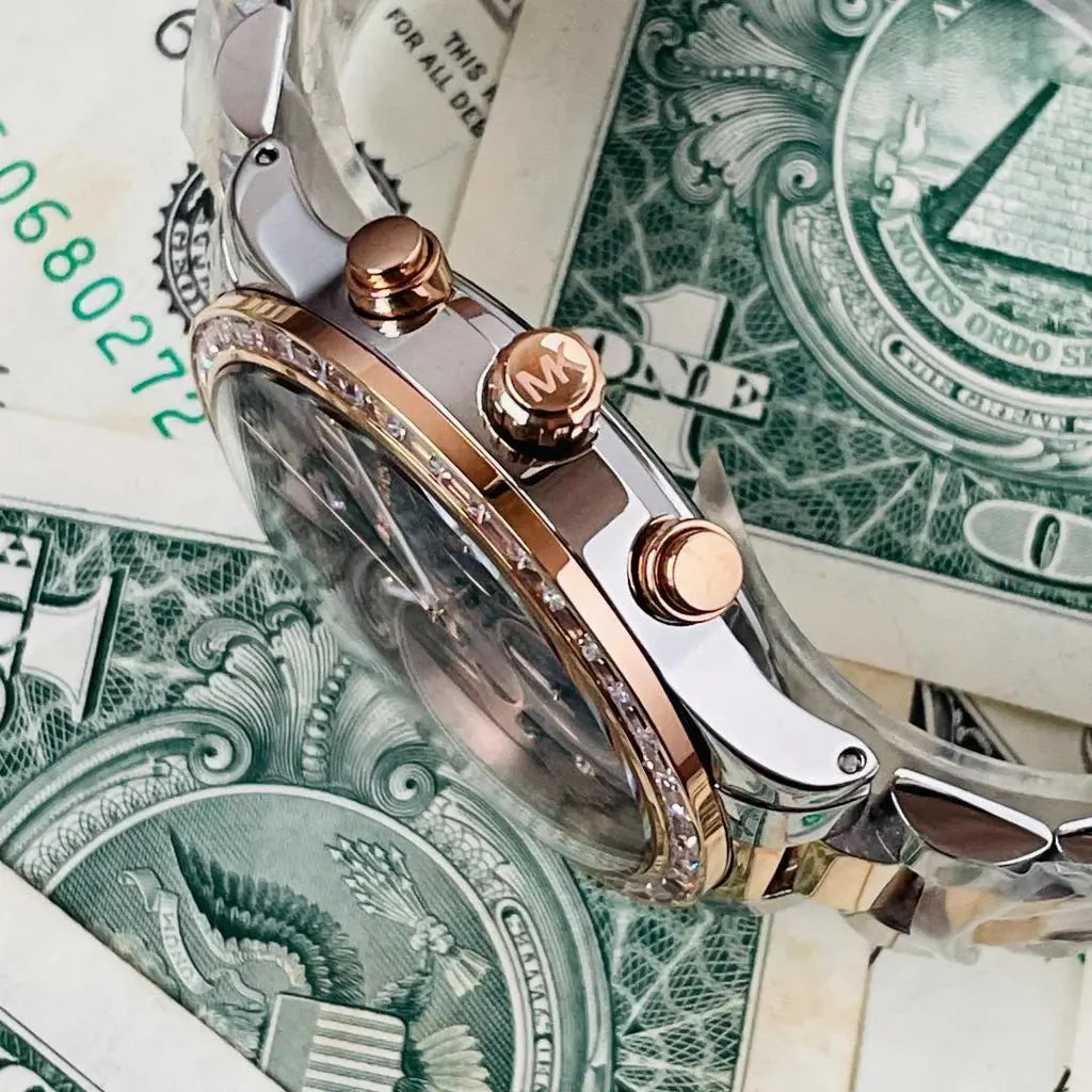 Michael Kors MK6205 Brinkley Blue Dial Two Tone Steel Strap Watch for Women Michael Kros