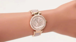 Michael Kors MK6110 Parker Pink Dial Two Tone Steel Strap Watch for Women Michael Kros