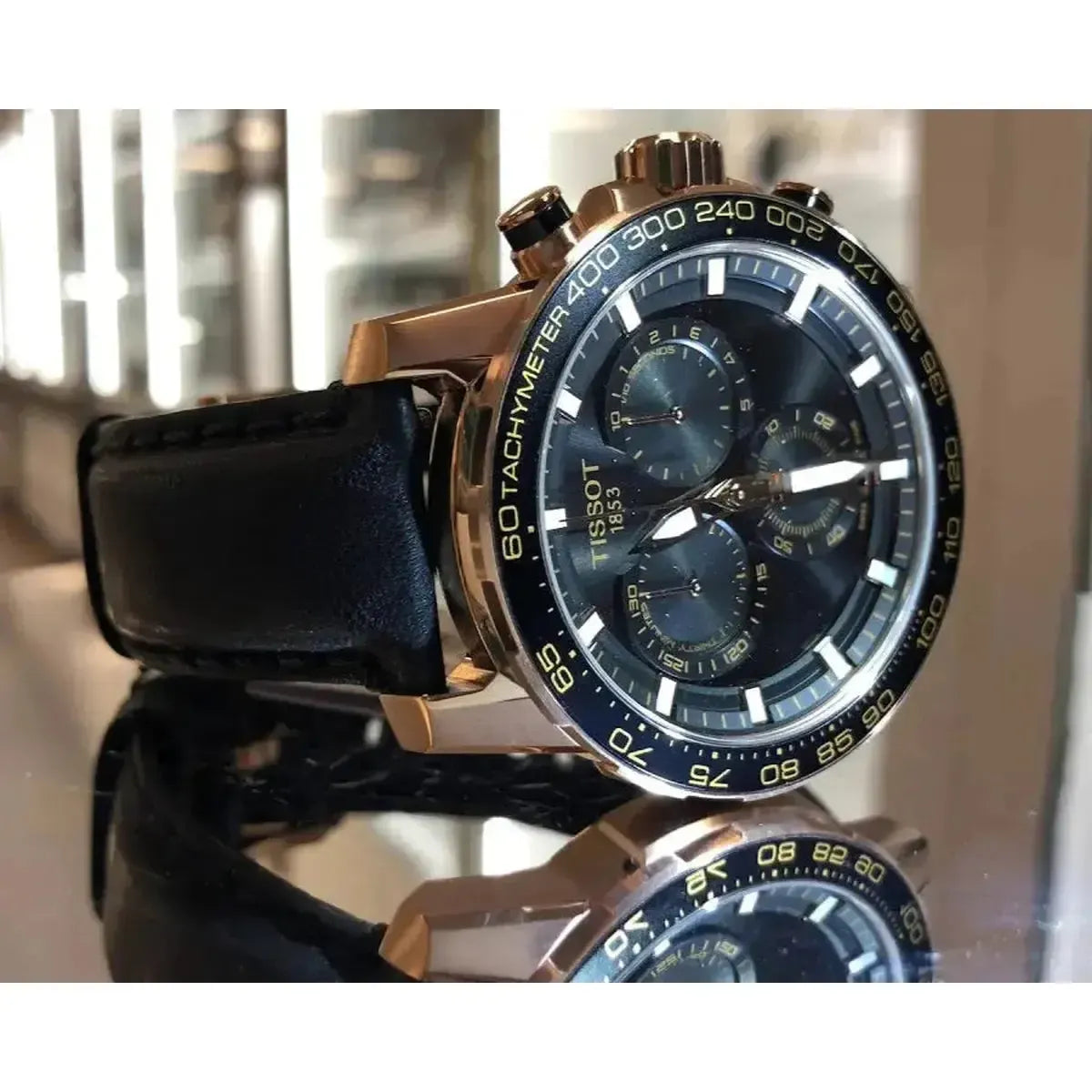 Tissot T125.617.36.051.00 Supersport Chrono Black Dial Black Leather Strap Watch for Men Tissot