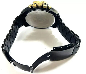 Diesel DZ4485 Mega Chief Chronograph Gold Dial Black Steel Strap Watch For Men Diesel