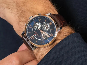 Tommy Hilfiger 1791290 Keagan Chronograph Blue Dial Brown Leather Strap Watch for Men Tommy Hilfiger