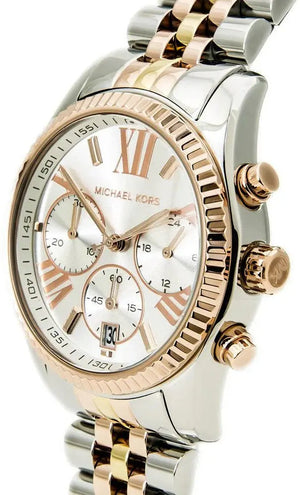 Michael Kors MK5735 Lexington Chronograph Silver Dial Two Tone Steel Strap Watch for Women Michael Kros