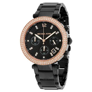 Michael Kors MK5885 Parker Diamonds Black Dial Black Steel Strap Watch for Women Michael Kros