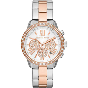 Michael Kors MK7201 Bryn Pavé White Dial Two Tone Steel Strap Watch For Women Michael Kros