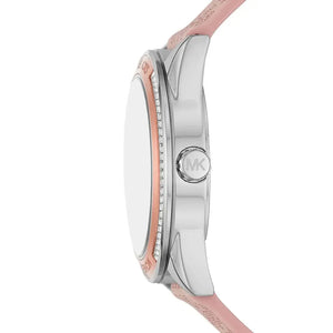 Michael Kors MK7206 Multifunction Silver Dial Pink Leather Strap Watch For Women Michael Kros
