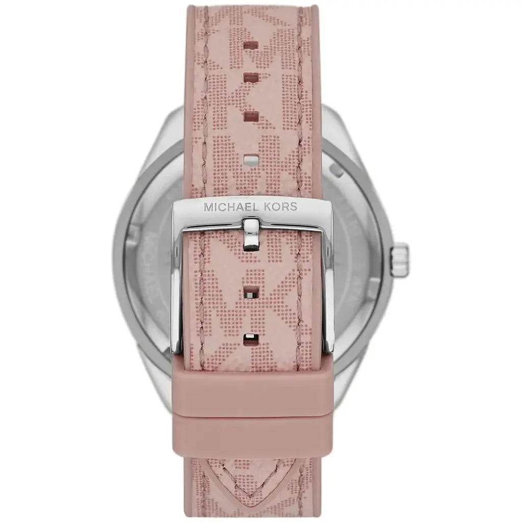 Michael Kors MK7206 Multifunction Silver Dial Pink Leather Strap Watch For Women Michael Kros