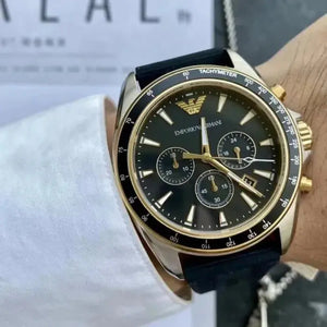Emporio Armani AR80003 Sigma Chronograph lack Dial Black Rubber Strap Watch For Men Emporio Armani