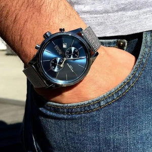 Hugo Boss 1513677 Jet Blue Dial Gunmetal Mesh Bracelet Watch for Men Hugo Boss