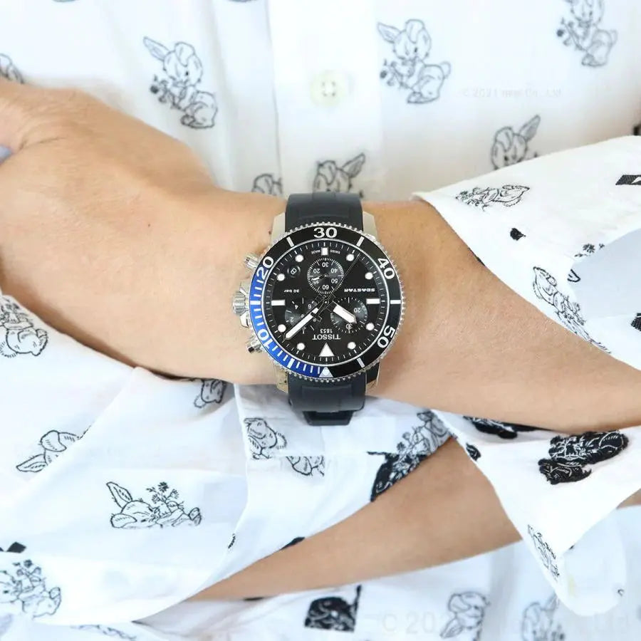 Tissot T120.417.17.051.02 Seastar 1000 Chronograph Black Dial Black Rubber Strap Watch For Men Tissot