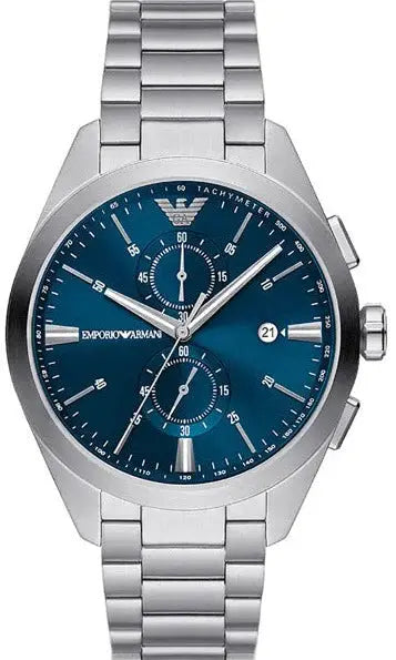 Emporio Armani AR11541 Claudio Chronograph Blue Dial Silver Steel Strap Watch For Men Emporio Armani