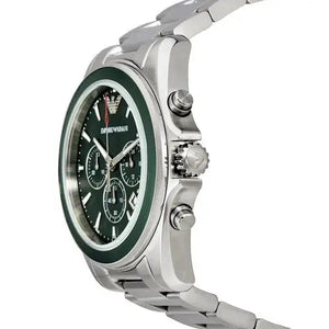 Emporio Armani AR6090 Sportivo Chronograph Blue Dial Silver Steel Strap Watch For Men Emporio Armani