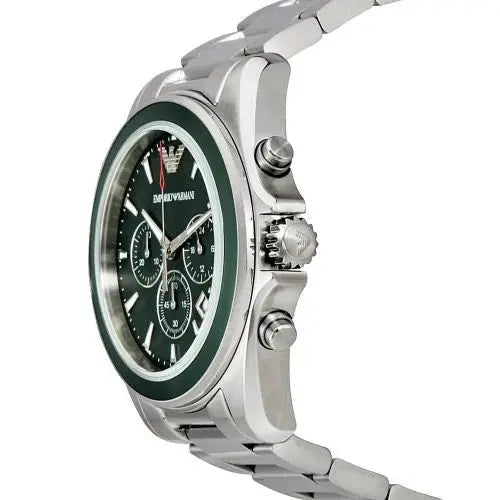 Emporio Armani AR6090 Sportivo Chronograph Blue Dial Silver Steel Strap Watch For Men Emporio Armani