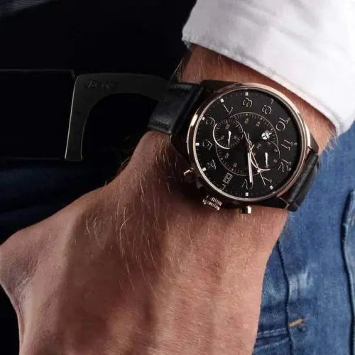 Tommy Hilfiger 1791273 Dean Chronograph Quartz Black Dial Black Leather Strap Watch for Men Tommy Hilfiger