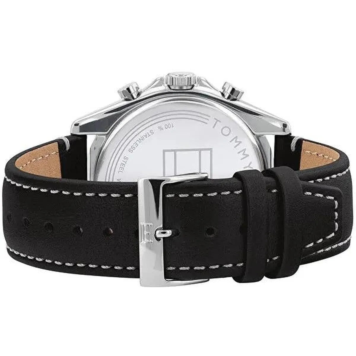 Tommy Hilfiger 1791838 Parker Chronograph Quartz Grey Dial Black Leather Strap Watch For Men Tommy Hilfiger