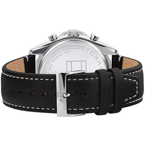 Tommy Hilfiger 1791838 Parker Chronograph Quartz Grey Dial Black Leather Strap Watch For Men Tommy Hilfiger