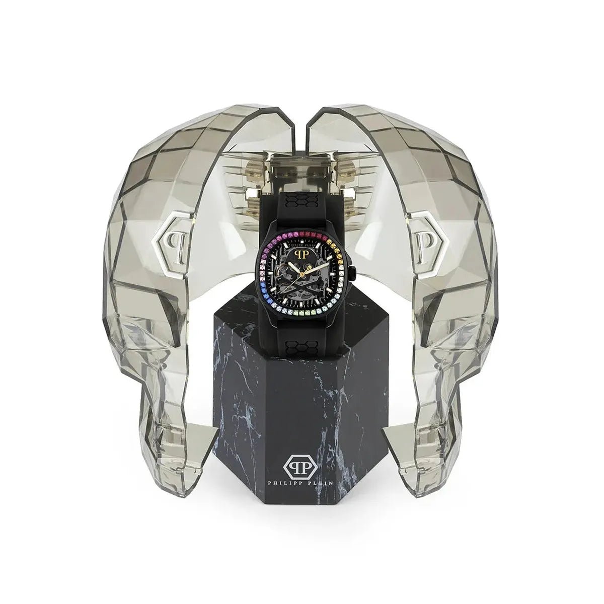 Philipp Plein $keleton $pectre Crystal Silver Dial Automatic Men's Watch PWRAA1023 - Watch Enclave