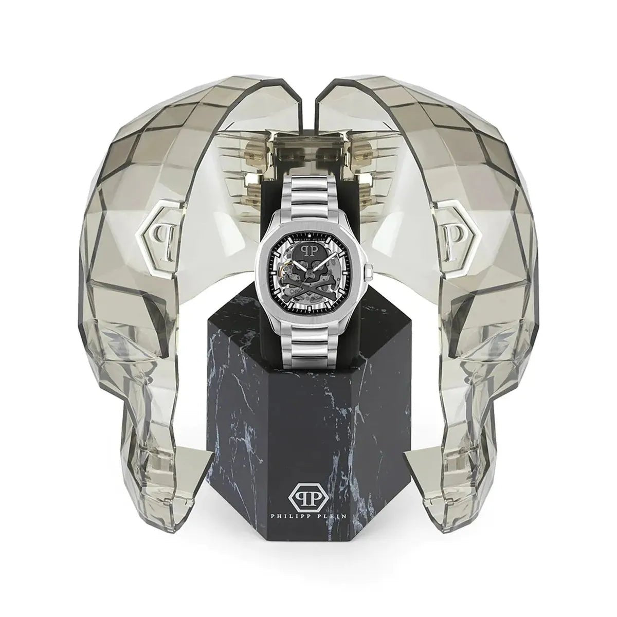 Philipp Plein $keleton $pectre Silver Dial Automatic Men's Watch PWRAA0223 - Watch Enclave