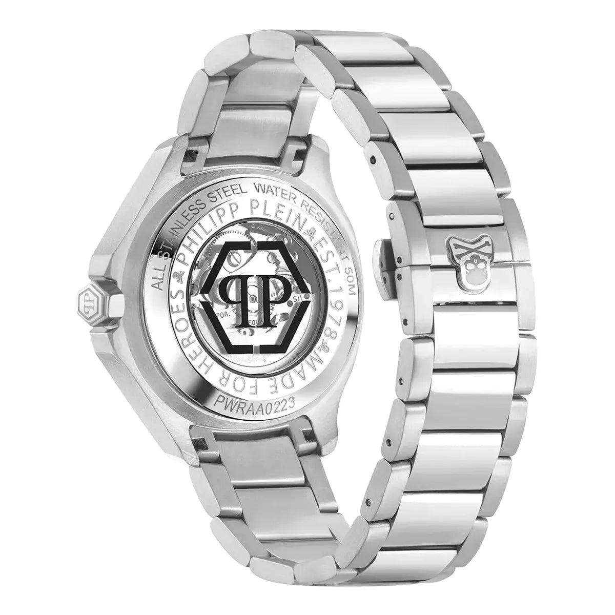 Philipp Plein $keleton $pectre Silver Dial Automatic Men's Watch PWRAA0223 - Watch Enclave
