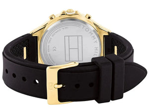 Tommy Hilfiger 1782282 Eve Chronograph Quartz Black Dial Black Silicone Strap Watch For Women Tommy Hilfiger