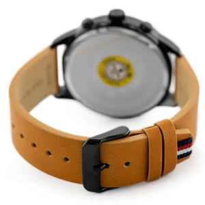 Tommy Hilfiger 1791486 James Quartz Black Dial Brown Leather Strap Watch For Men Tommy Hilfiger