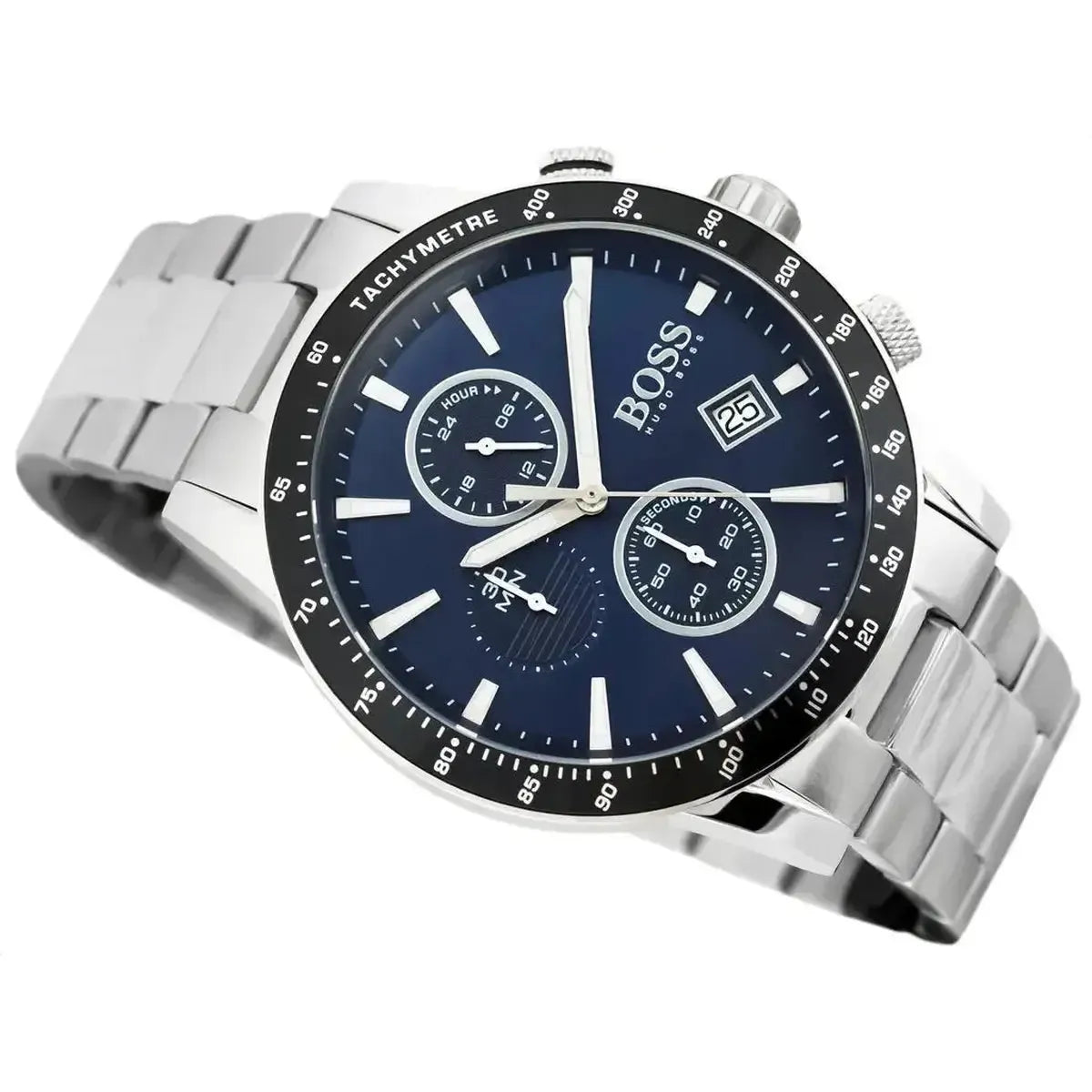 Hugo Boss 1513510 Rafale Quartz Blue Dial Silver Steel Strap Watch for Men Hugo Boss