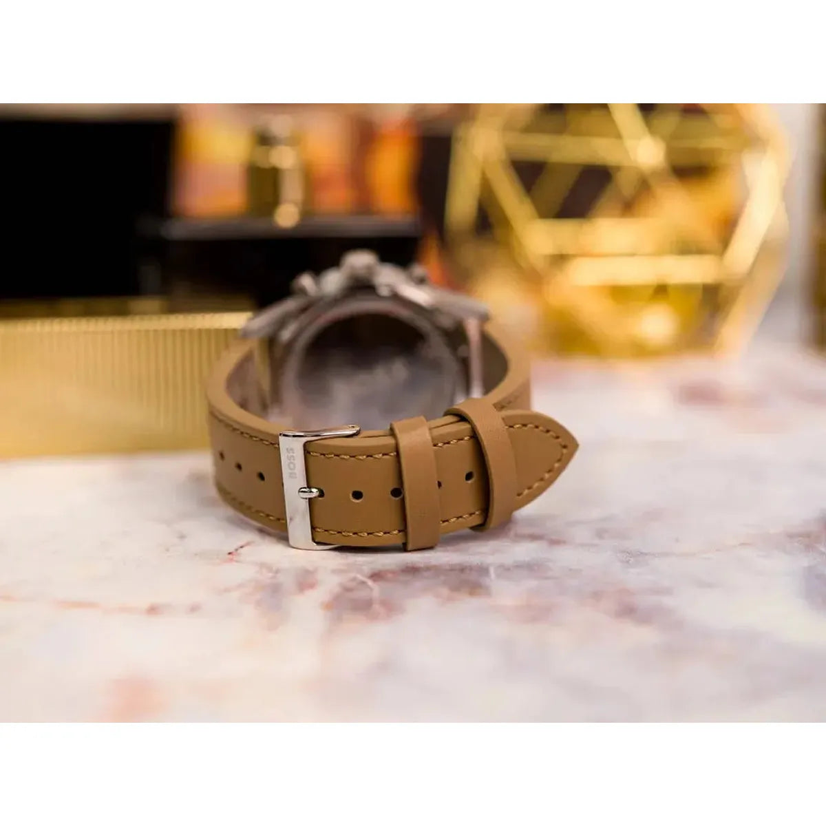 Hugo Boss 1513964 Allure Black Dial Brown Leather Strap Watch for Men Hugo Boss