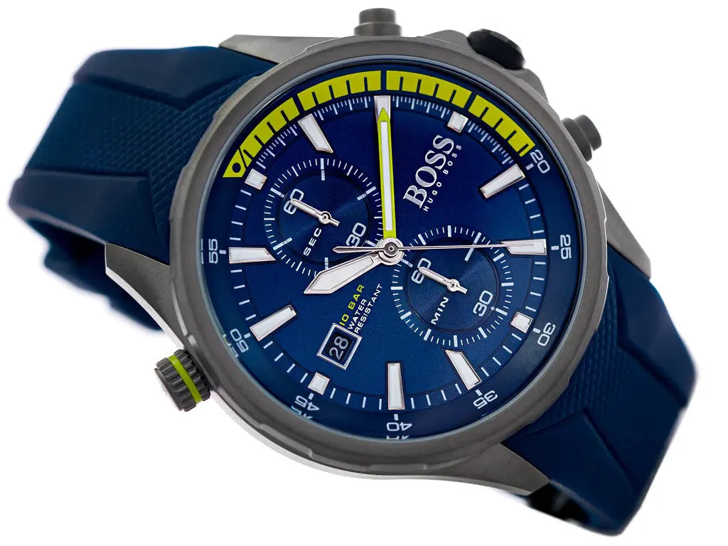 Hugo Boss 1513821 Globetrotter Blue Dial Blue Silicone Strap Watch for Men Hugo Boss