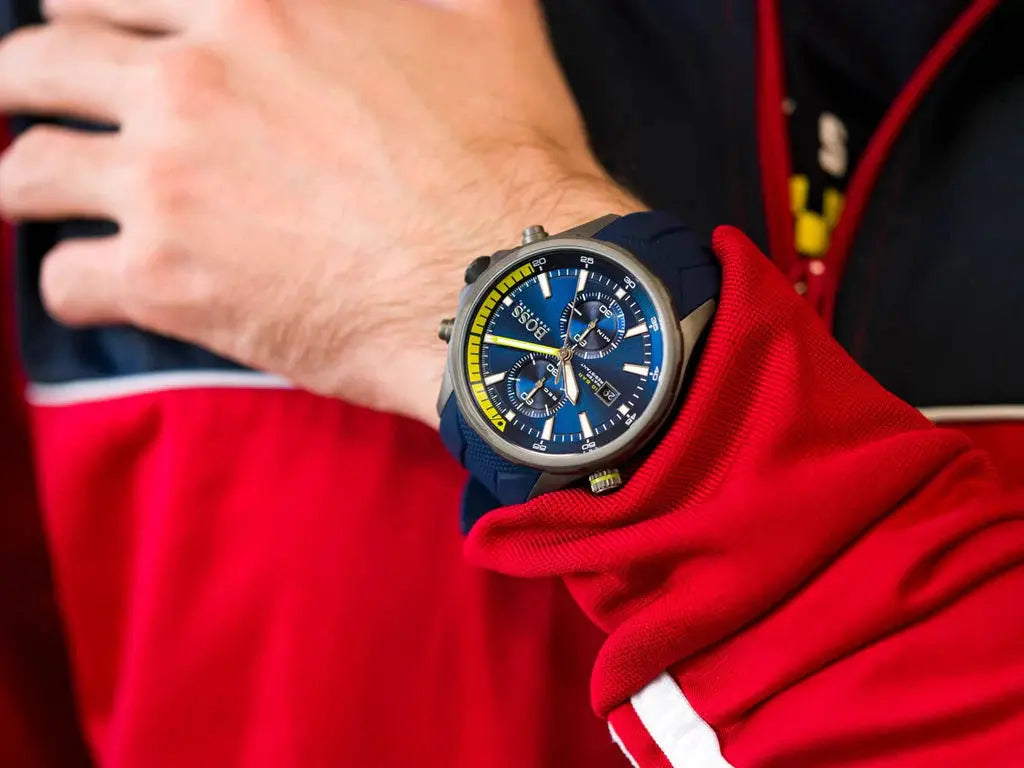 Hugo Boss 1513821 Globetrotter Blue Dial Blue Silicone Strap Watch for Men Hugo Boss