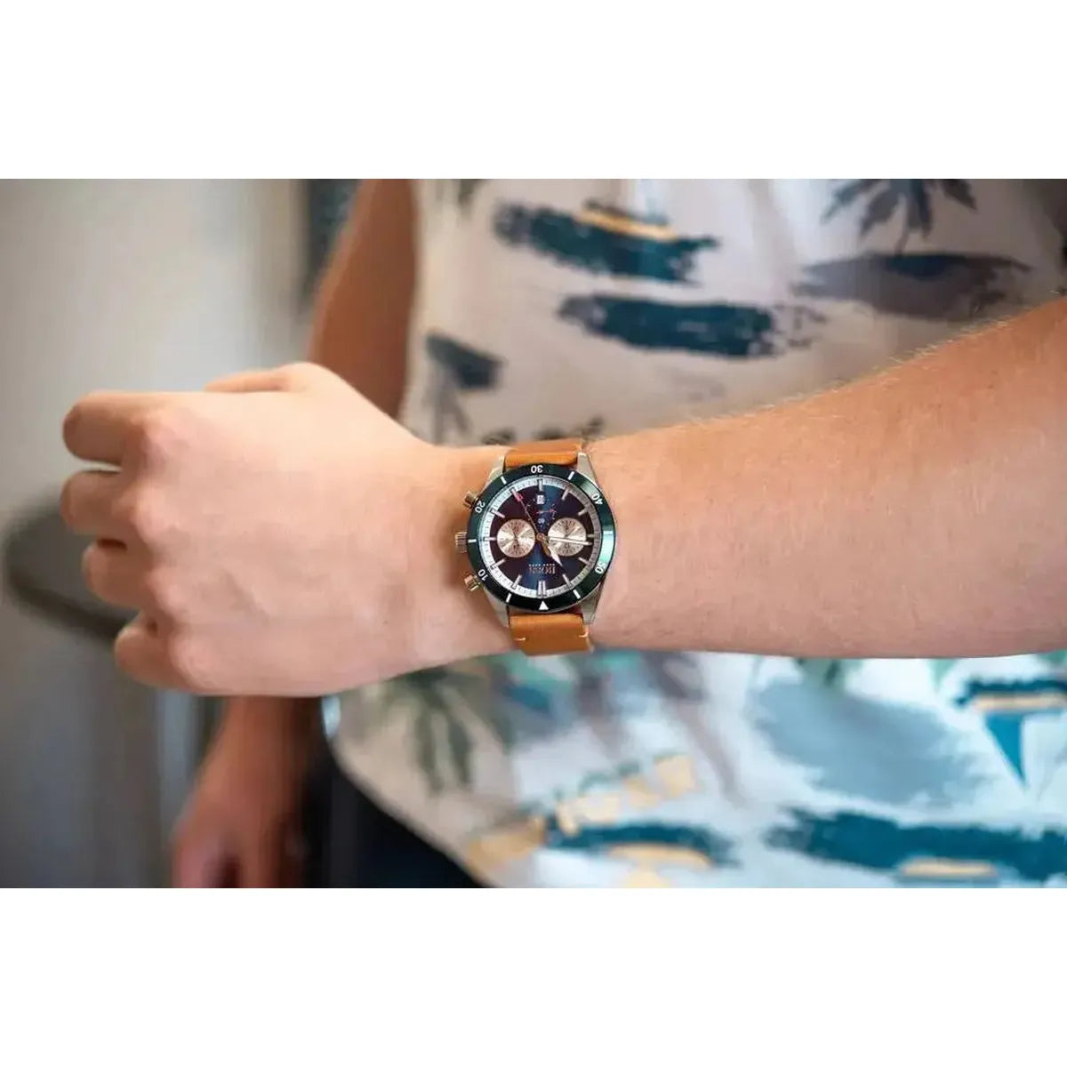 Hugo Boss 1513860 Santiago Blue Dial Brown Leather Strap Watch for Men Hugo Boss