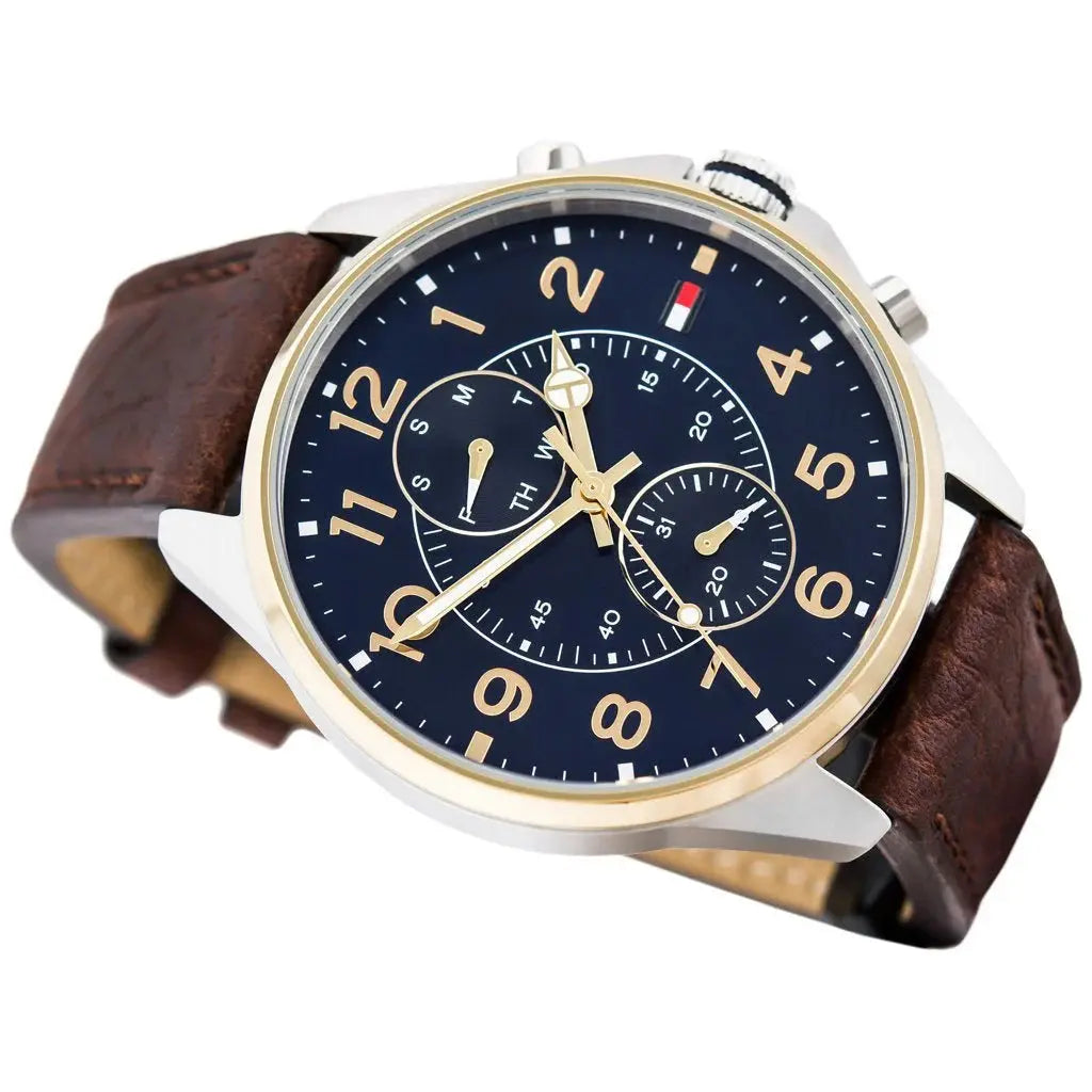 Tommy Hilfiger 1791275 Dean Multifunctional Blue Dial Brown Leather Strap Watch for Men Tommy Hilfiger