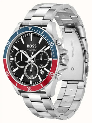 Hugo Boss 1514108 Troper Chronograph Black Dial Silver Steel Strap Watch For Men Hugo Boss