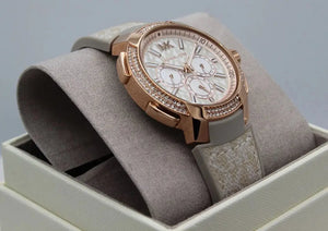 Michael Kors MK6949 Sidney Chronograph White Dial Beige Leather Strap Watch For Women Michael Kros