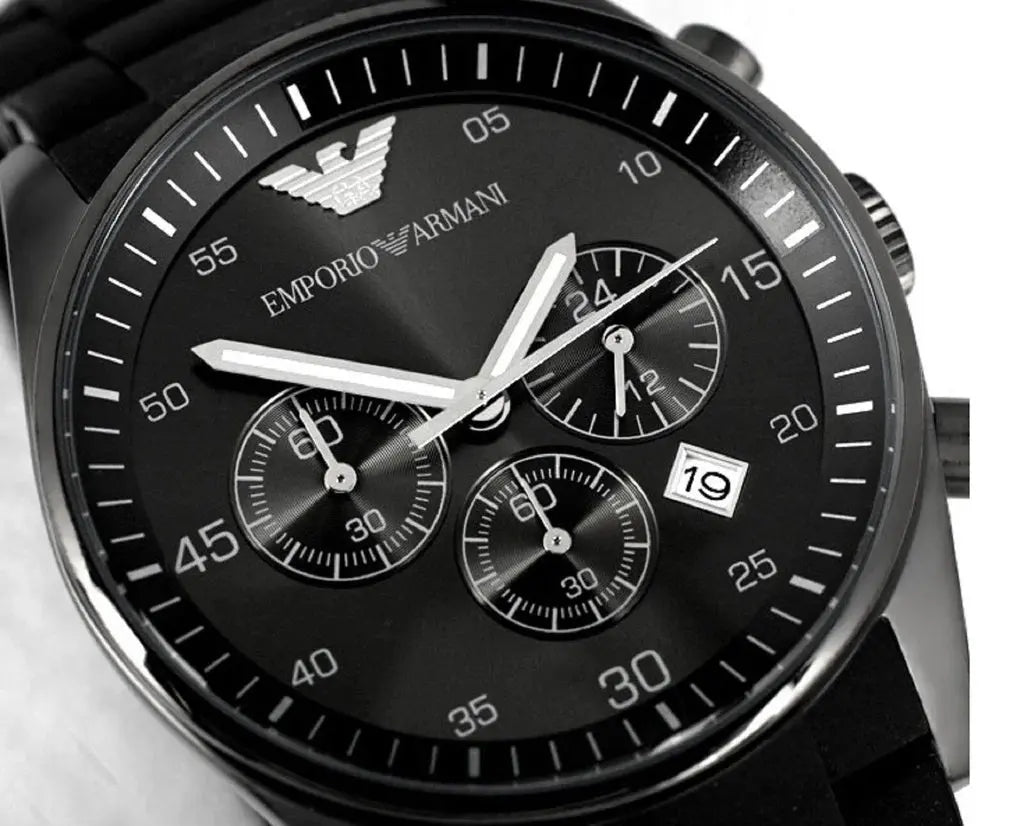 Emporio Armani AR5889 Sportivo Chronograph Black Dial Black Stainless Steel Watch For Men Emporio Armani