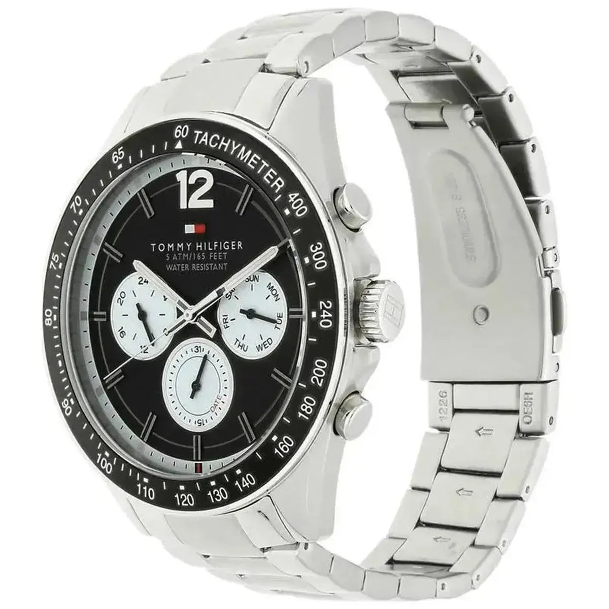 Tommy Hilfiger 1791120 Luke Quartz Black Dial Silver Steel Strap Watch for Men Tommy Hilfiger